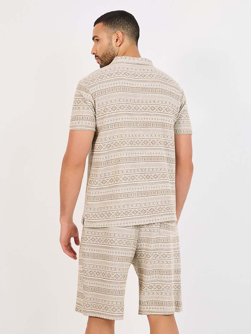 men polo neck printed t-shirt & shorts co-ord set - 21643839 - Standard Image - 2