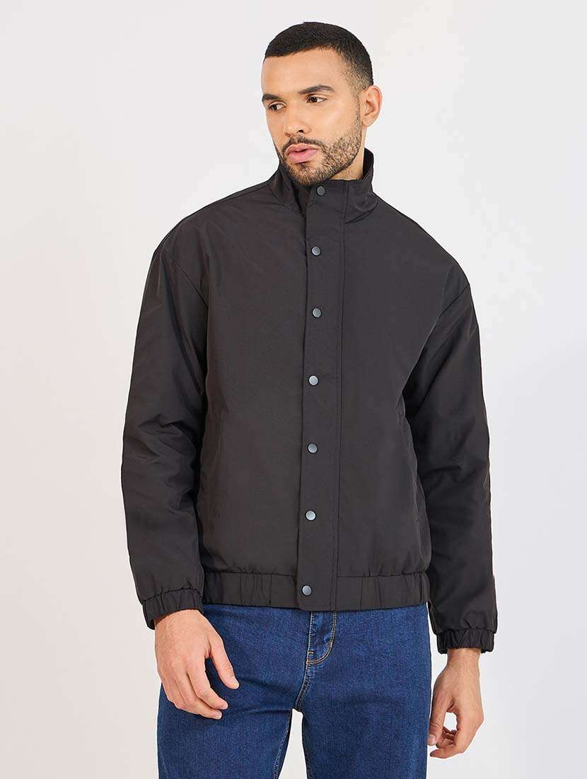 men long sleeves back print casual jacket