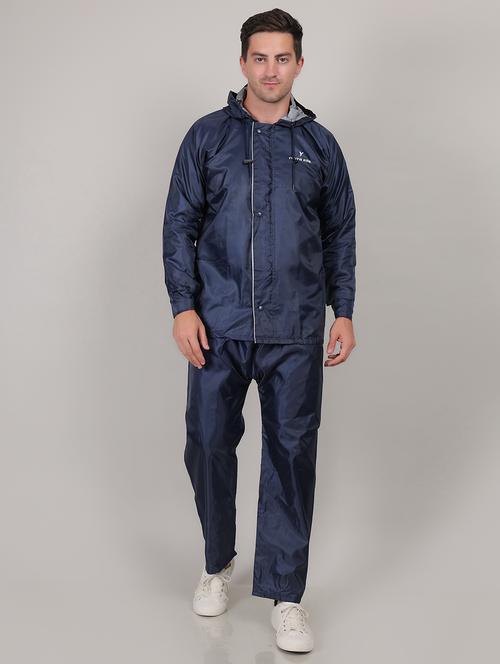 men solid hood neck rain suit set - 21643905 - Standard Image - 0