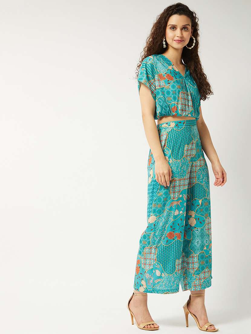 women green printed top & trousers co-ords set - 21643940 - Standard Image - 2