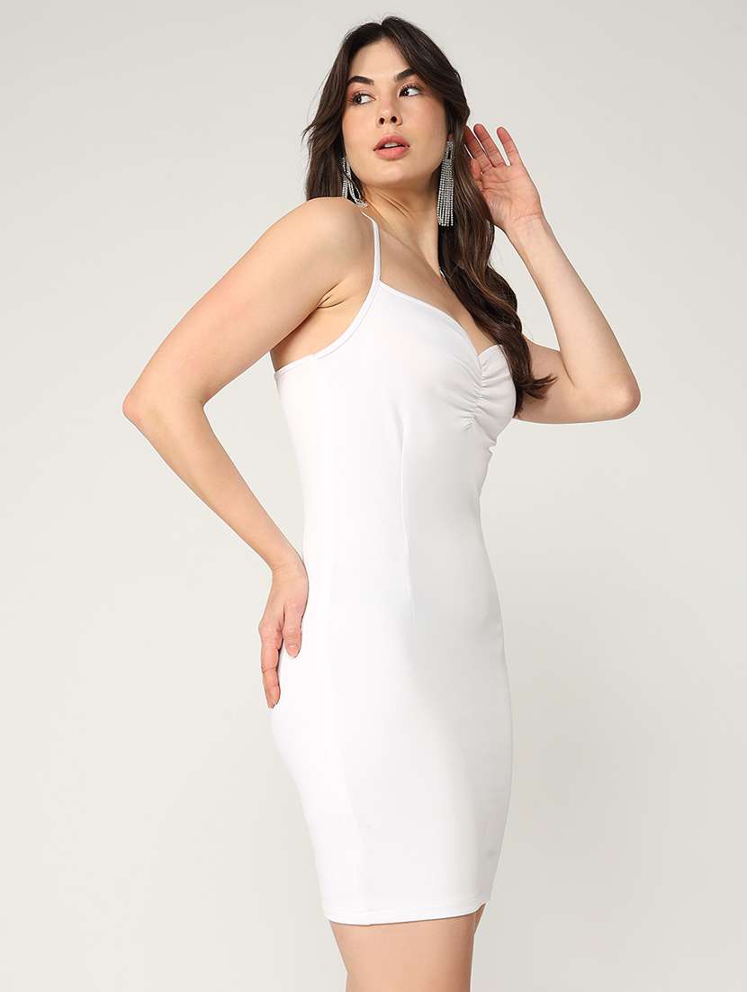 women solid shoulder strap bodycon dress - 21643970 -  Standard Image - 2