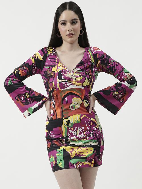 women printed georgette bodycon dress - 21643986 -  Standard Image - 0