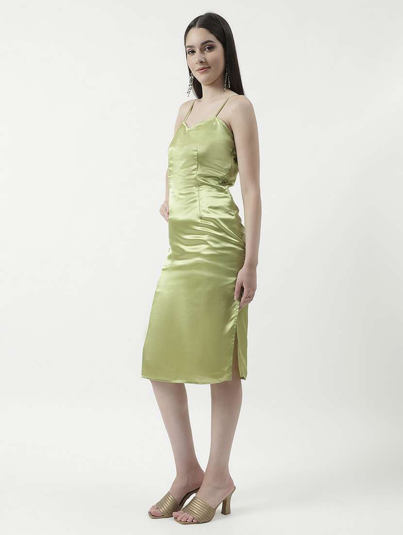 women solid satin sheath dress - 21643989 -  Standard Image - 2