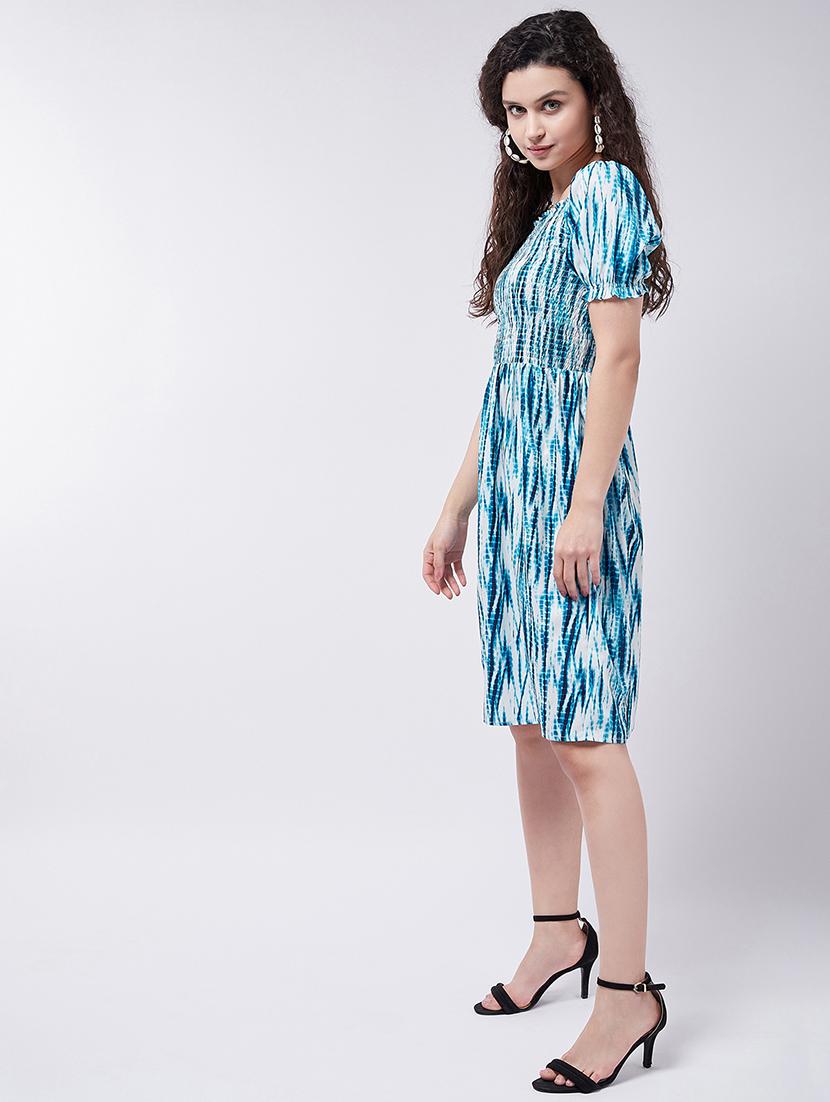 women tie & dyed smocked detailed a-line dress - 21644005 - Standard Image - 2