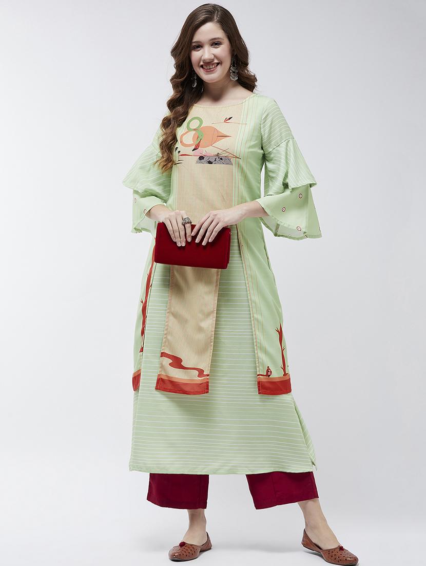 women three quarter sleeve layered kurta - 21644028 - Zoom Image - 0