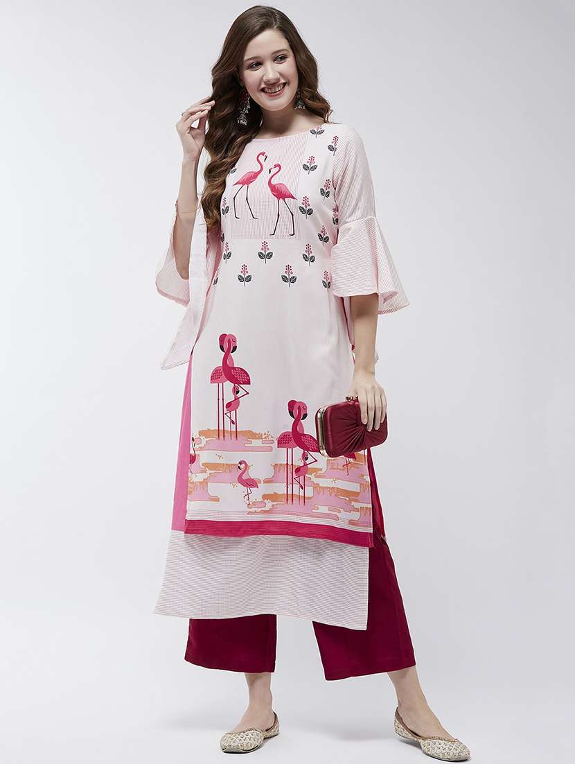 women three quarter sleeve layered kurta - 21644034 - Zoom Image - 0