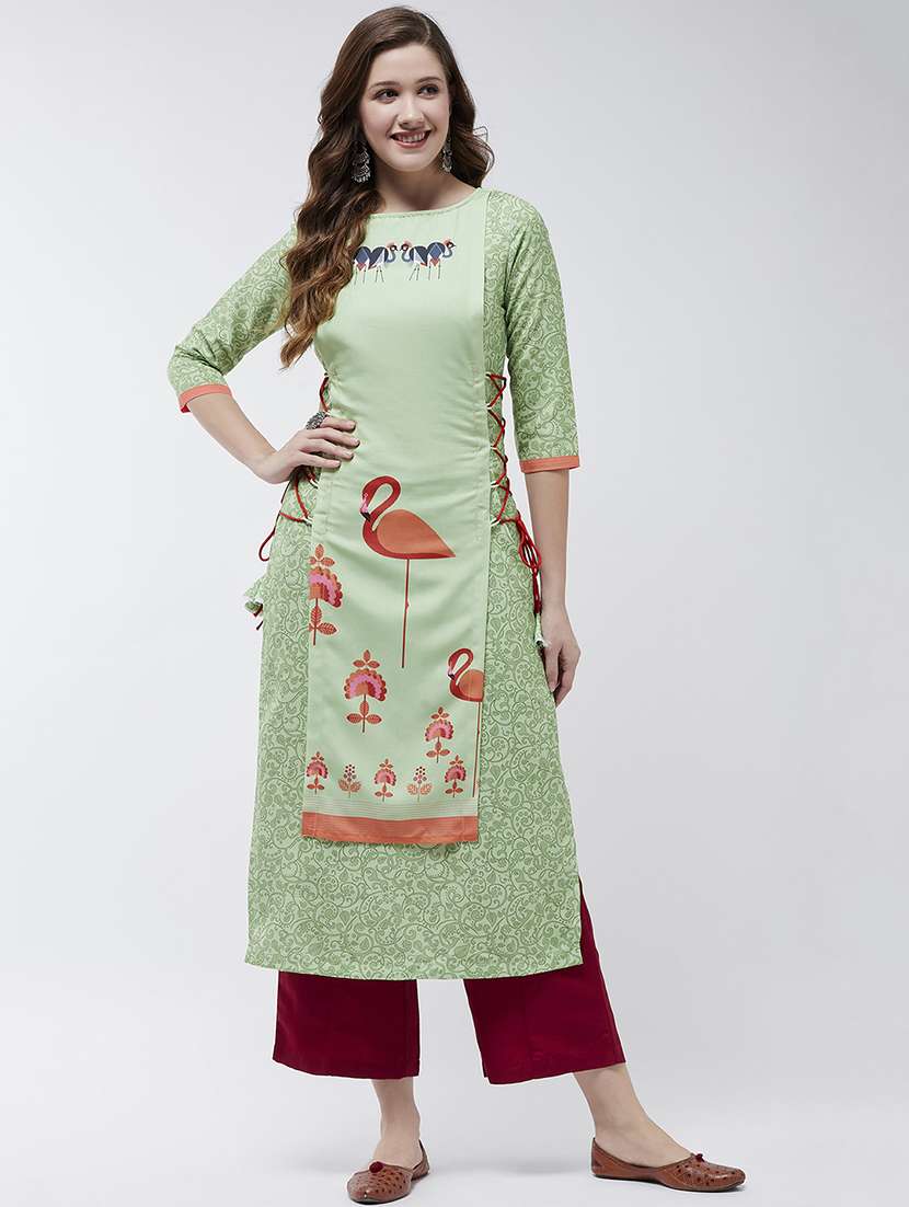 women three quarter sleeve layered kurta - 21644035 -  Zoom Image - 0