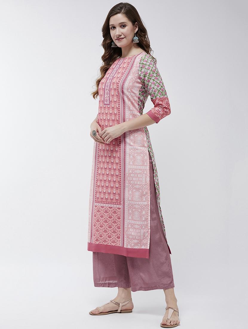 women printed round neck straight kurta - 21644045 - Standard Image - 2