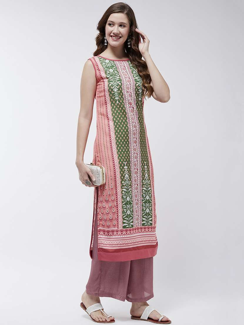 women printed round neck straight kurta - 21644047 - Standard Image - 2