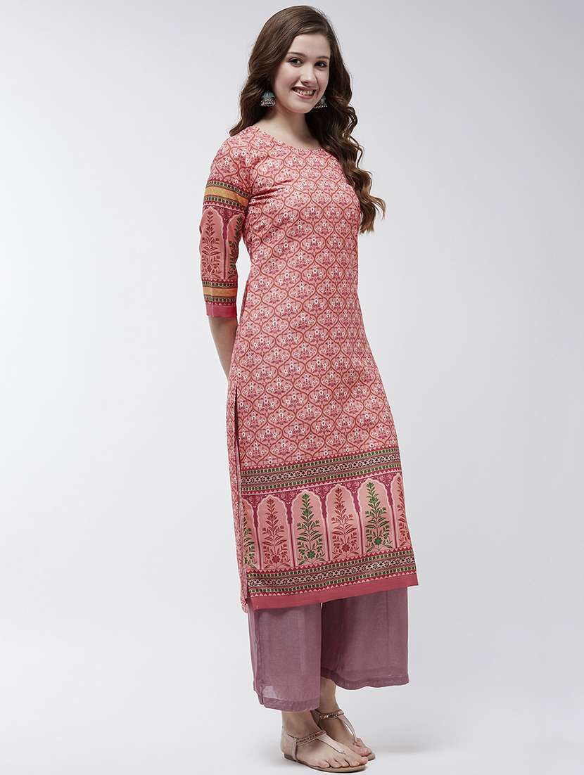 women printed round neck straight kurta - 21644049 - Standard Image - 2
