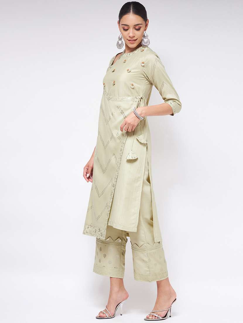women neo mint asymmetric neck angrakha kurta - 21644050 - Standard Image - 2