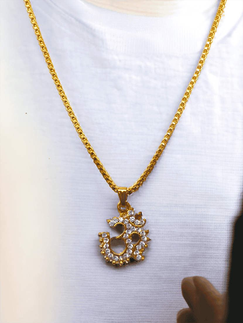 men sacred om pendant with chain - 21644074 -  Standard Image - 2