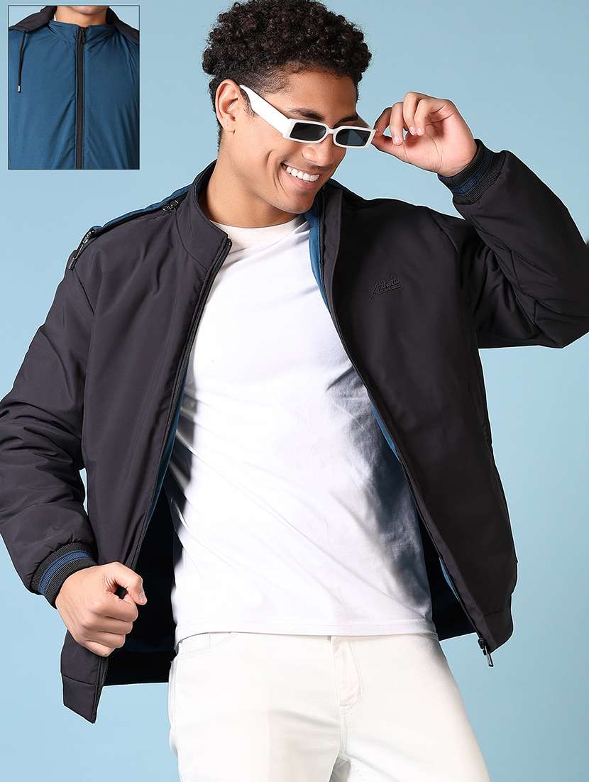men long sleeves reversible bomber jacket