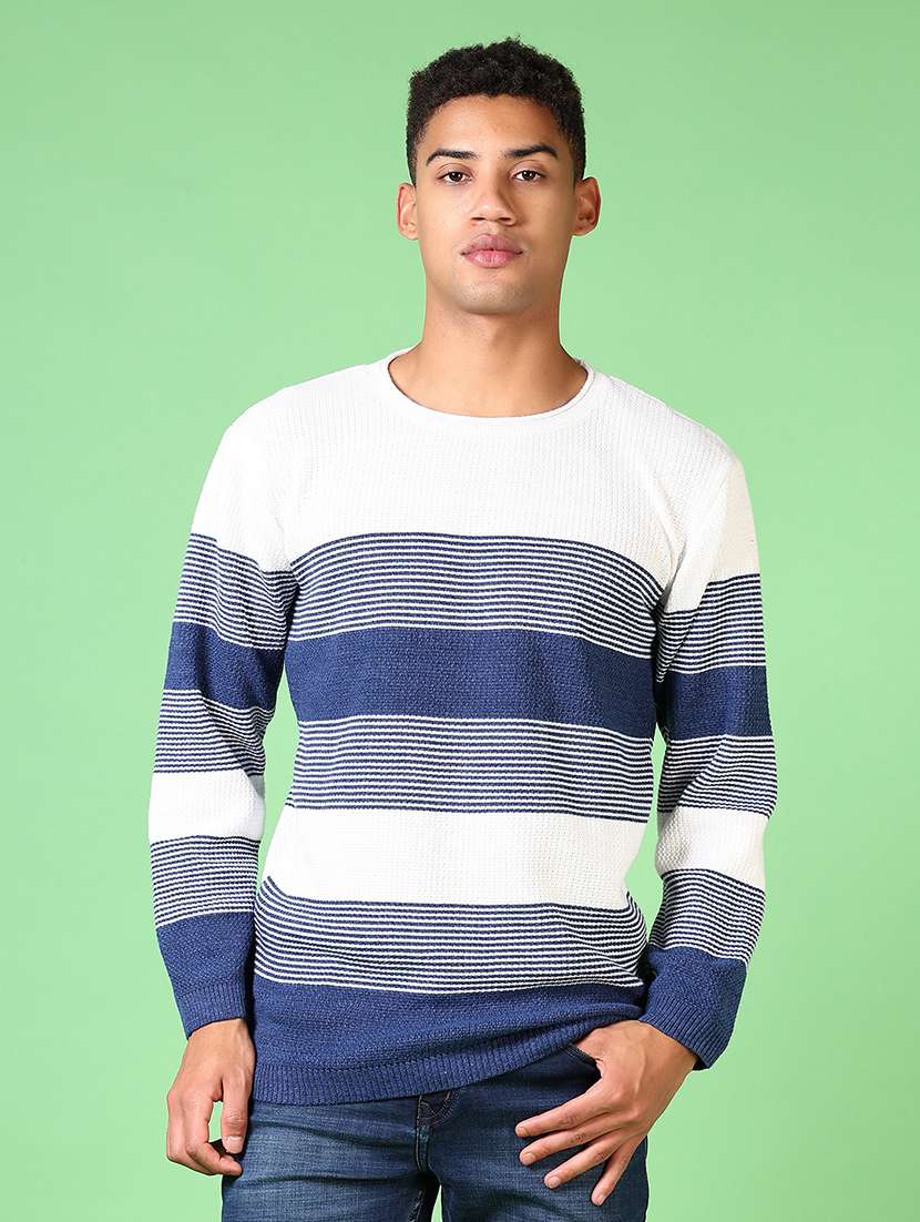 men long sleeves striped pullover