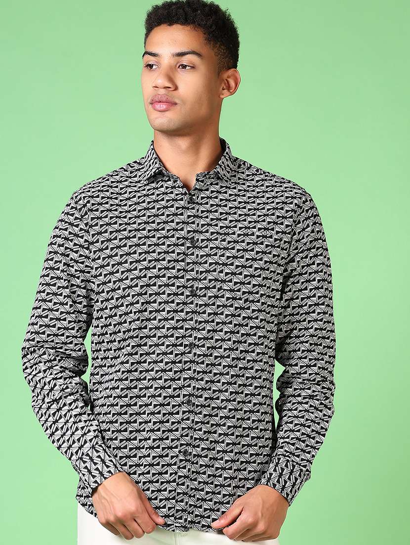 men long sleeves printed casual shirt - 21644103 - Zoom Image - 0