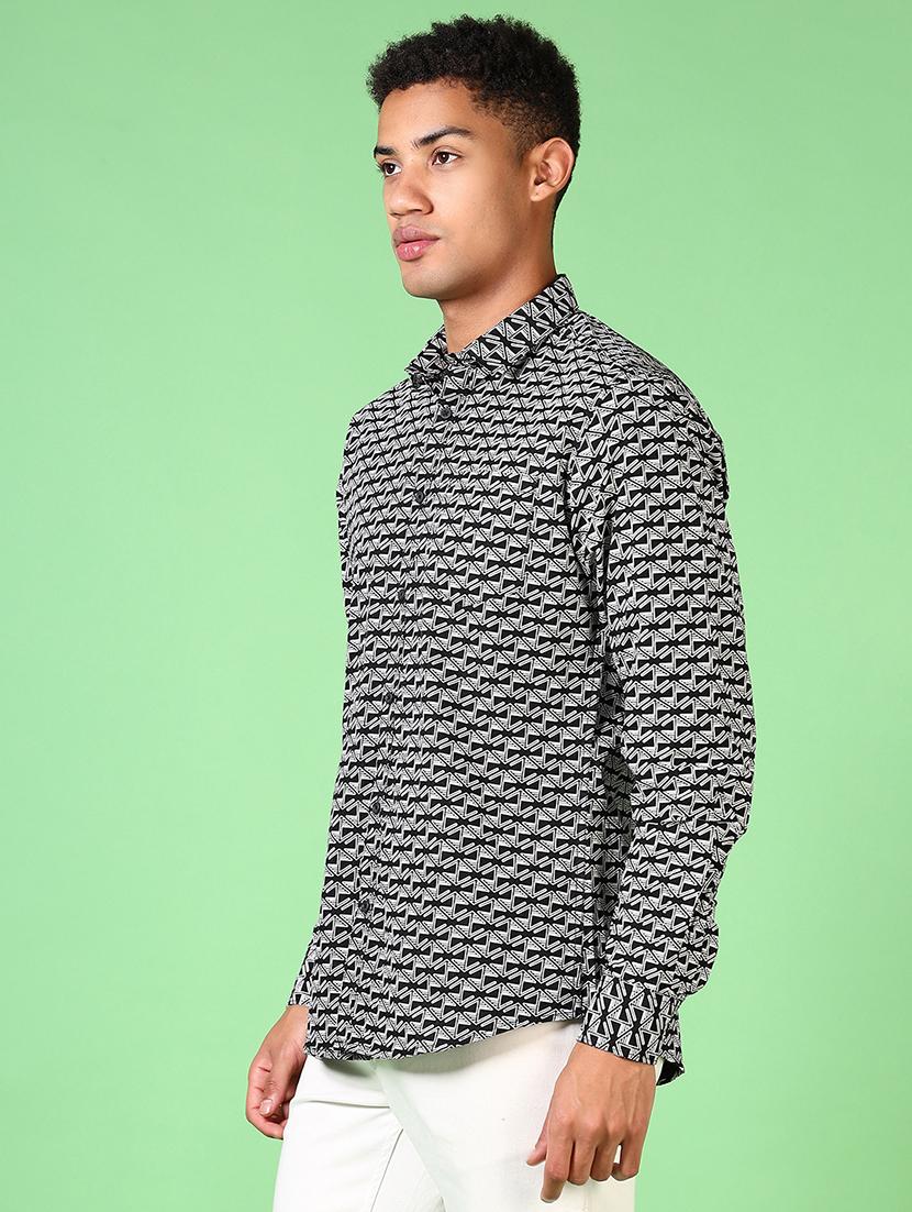 men long sleeves printed casual shirt - 21644103 - Standard Image - 2