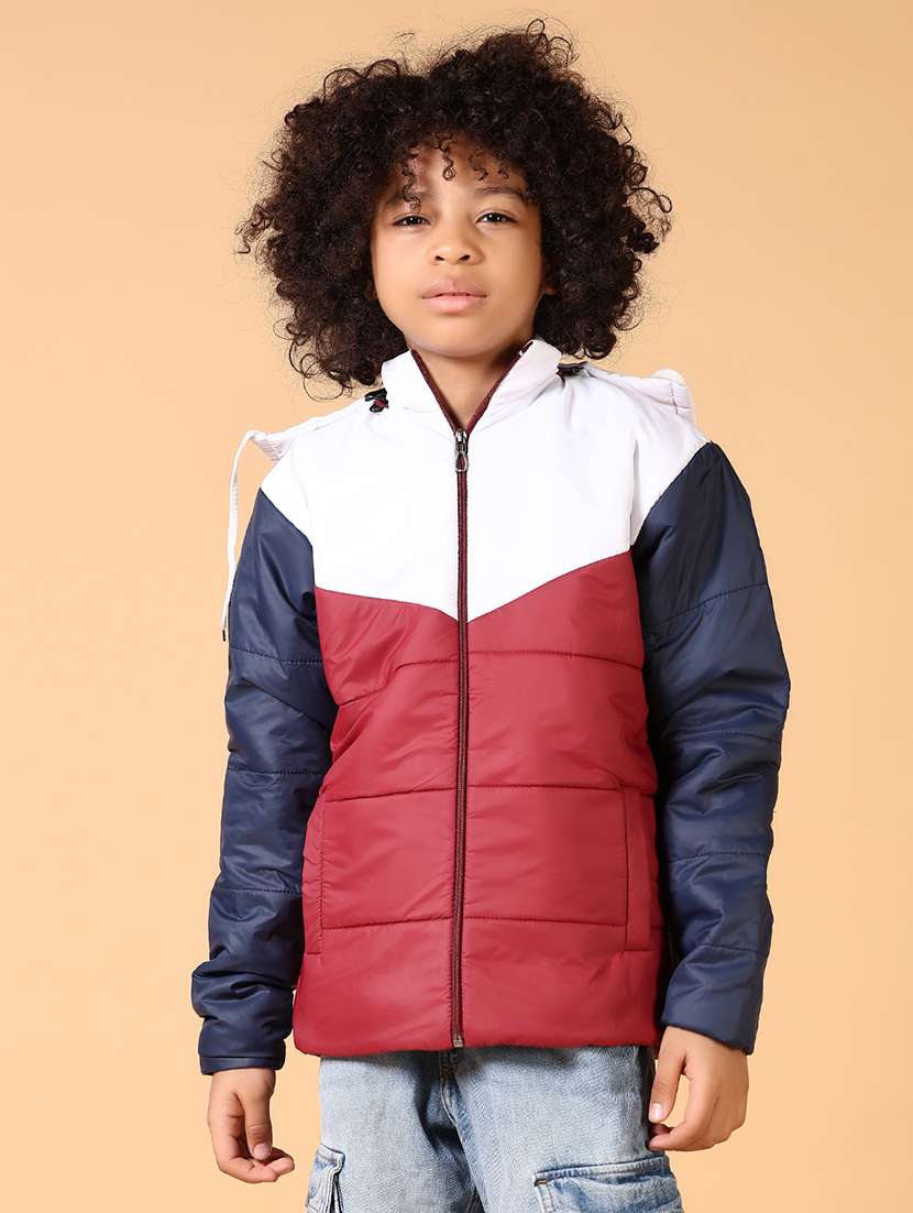 boys color block long sleeve quilted jackets