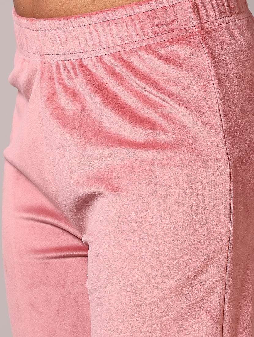 women pink solid mid rise straight trouser - 21644171 -  Standard Image - 2