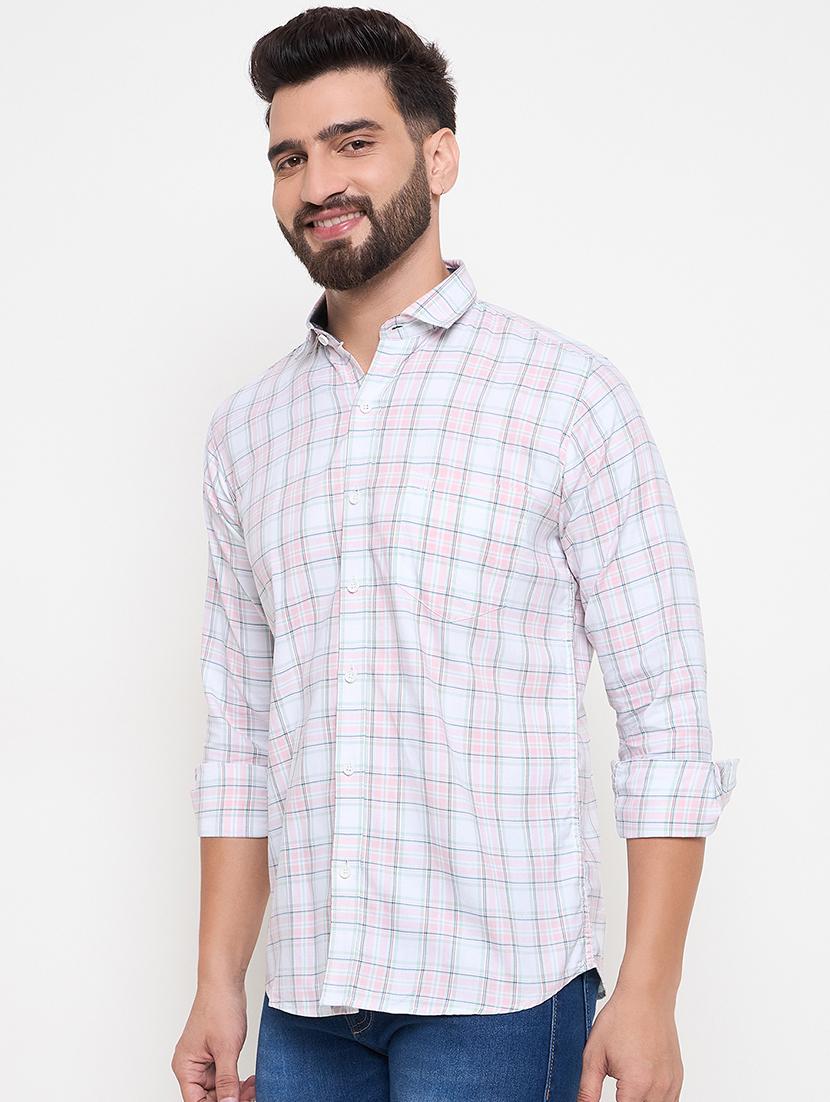 men slim fit checkered long sleeve casual shirt - 21644303 - Standard Image - 2