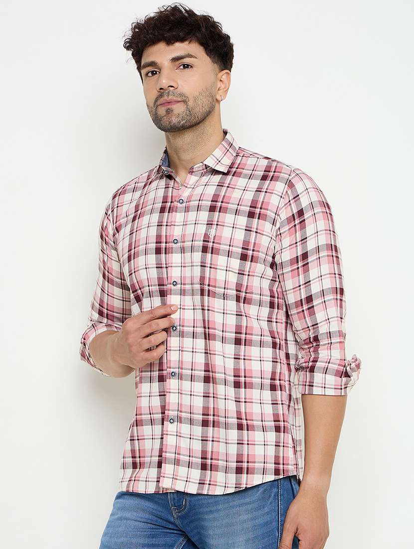 men slim fit checkered long sleeve casual shirt - 21644307 -  Standard Image - 2
