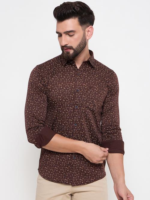 men slim fit printed long sleeve casual shirt - 21644317 -  Standard Image - 0