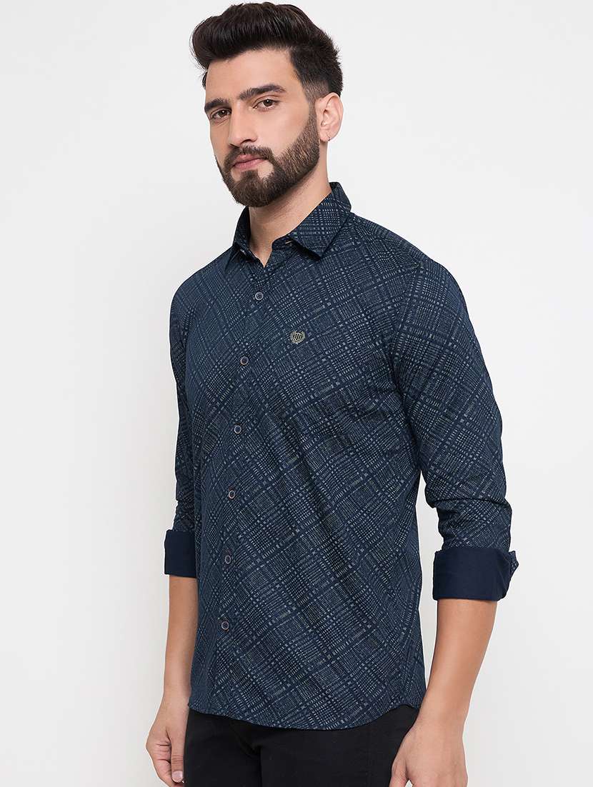 men slim fit printed long sleeve casual shirt - 21644321 -  Standard Image - 2