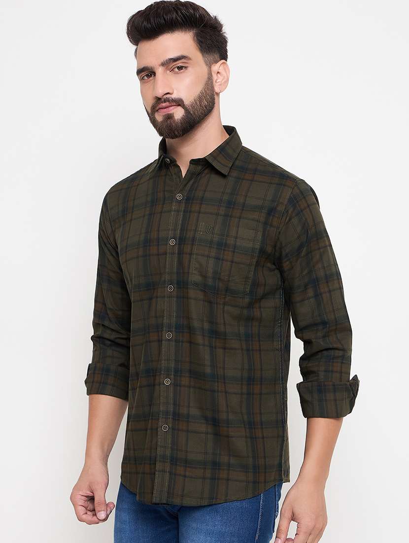 men slim fit checkered long sleeve casual shirt - 21644331 -  Standard Image - 2