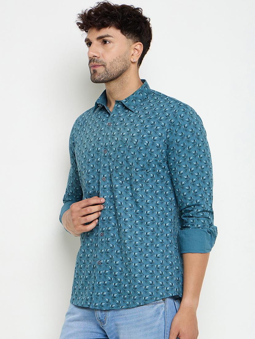 men slim fit printed long sleeve casual shirt - 21644333 - Standard Image - 2