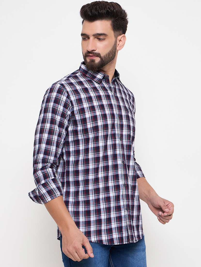 men slim fit checkered long sleeve casual shirt - 21644339 -  Standard Image - 2