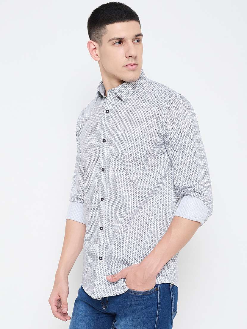 men slim fit printed long sleeve casual shirt - 21644342 -  Standard Image - 2