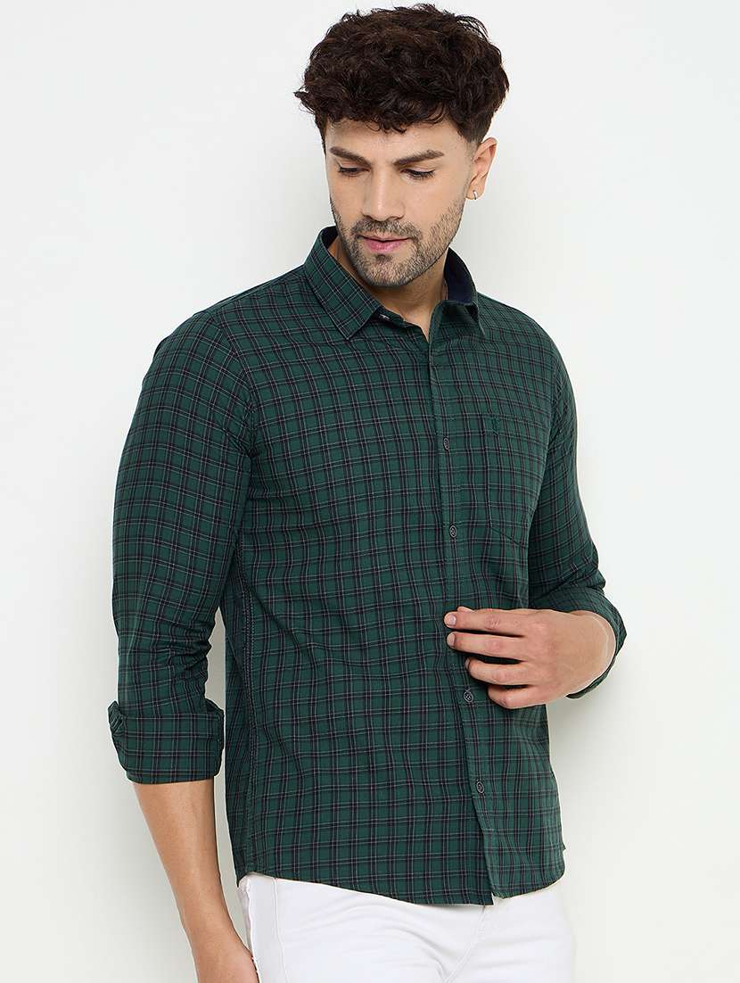 men slim fit checkered long sleeve casual shirt - 21644344 -  Standard Image - 2