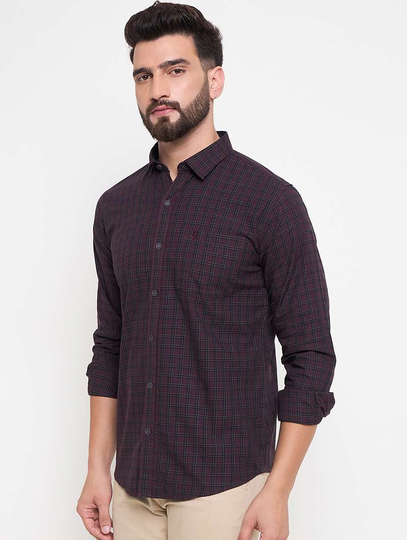 men slim fit checkered long sleeve casual shirt - 21644345 -  Standard Image - 2