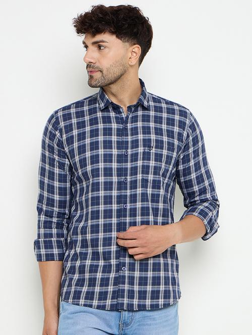 men slim fit checkered long sleeve casual shirt - 21644361 - Standard Image - 0