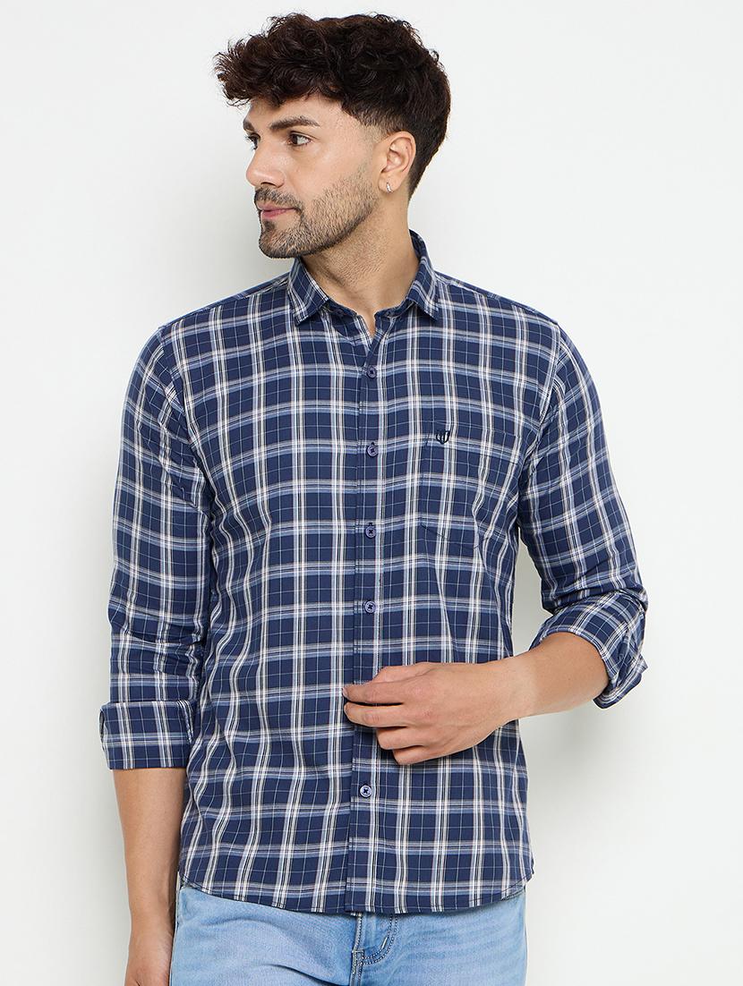 men slim fit checkered long sleeve casual shirt - 21644361 - Zoom Image - 0