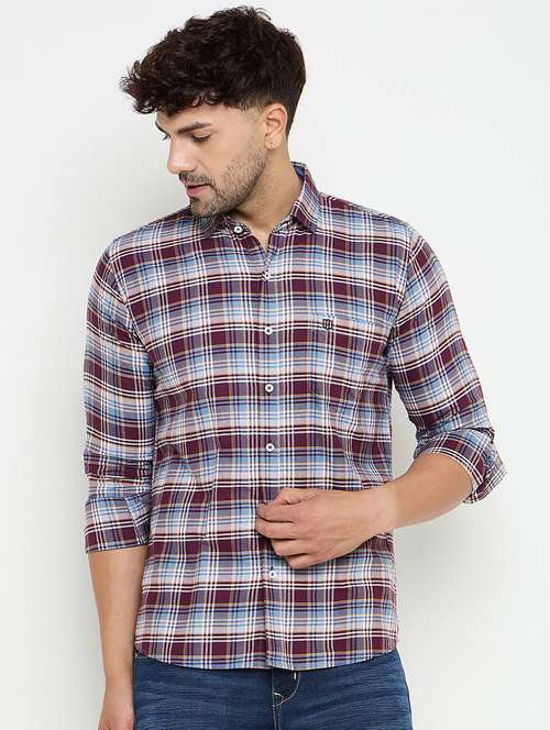 men slim fit checkered long sleeve casual shirt - 21644363 -  Standard Image - 0