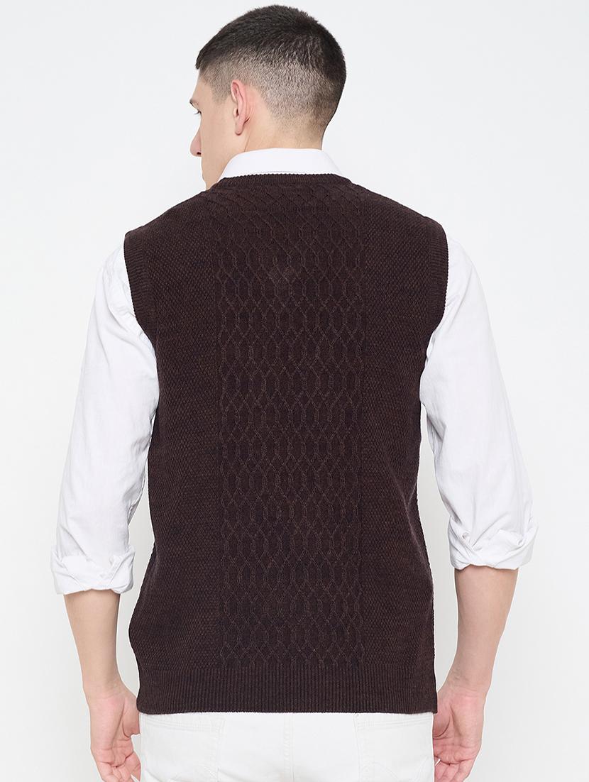 men sleeveless self design pullover - 21644371 - Standard Image - 2