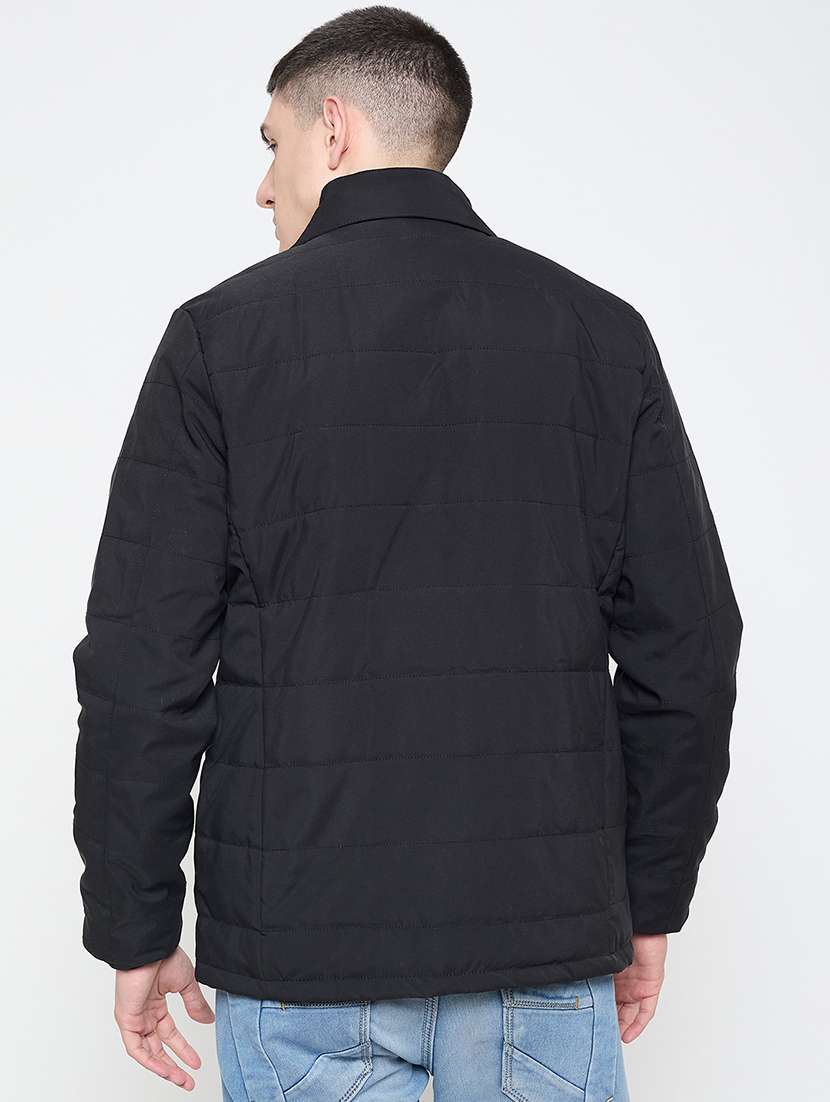 men black solid long sleeves quilted jacket - 21644380 -  Standard Image - 2