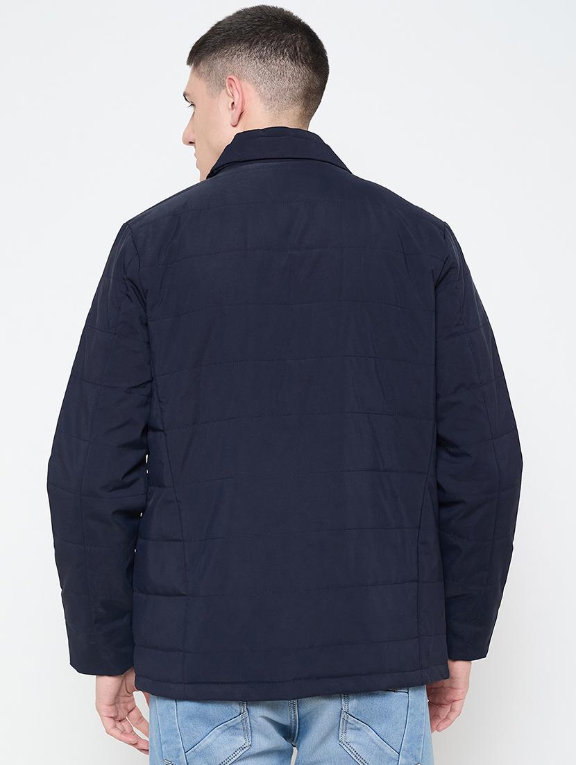 men blue solid long sleeves quilted jacket - 21644381 - Standard Image - 2