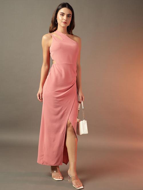 women solid single shoulder asymmetric dress - 21644406 - Standard Image - 0