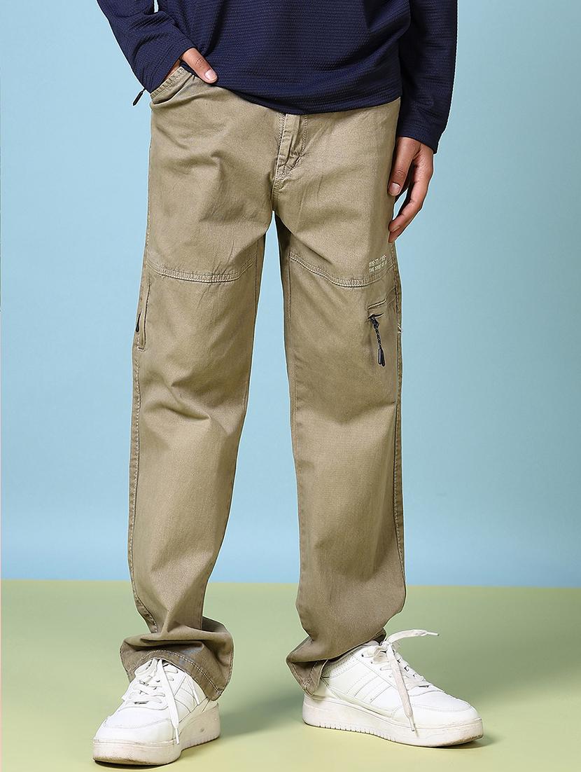 boys solid mid rise cargo trouser