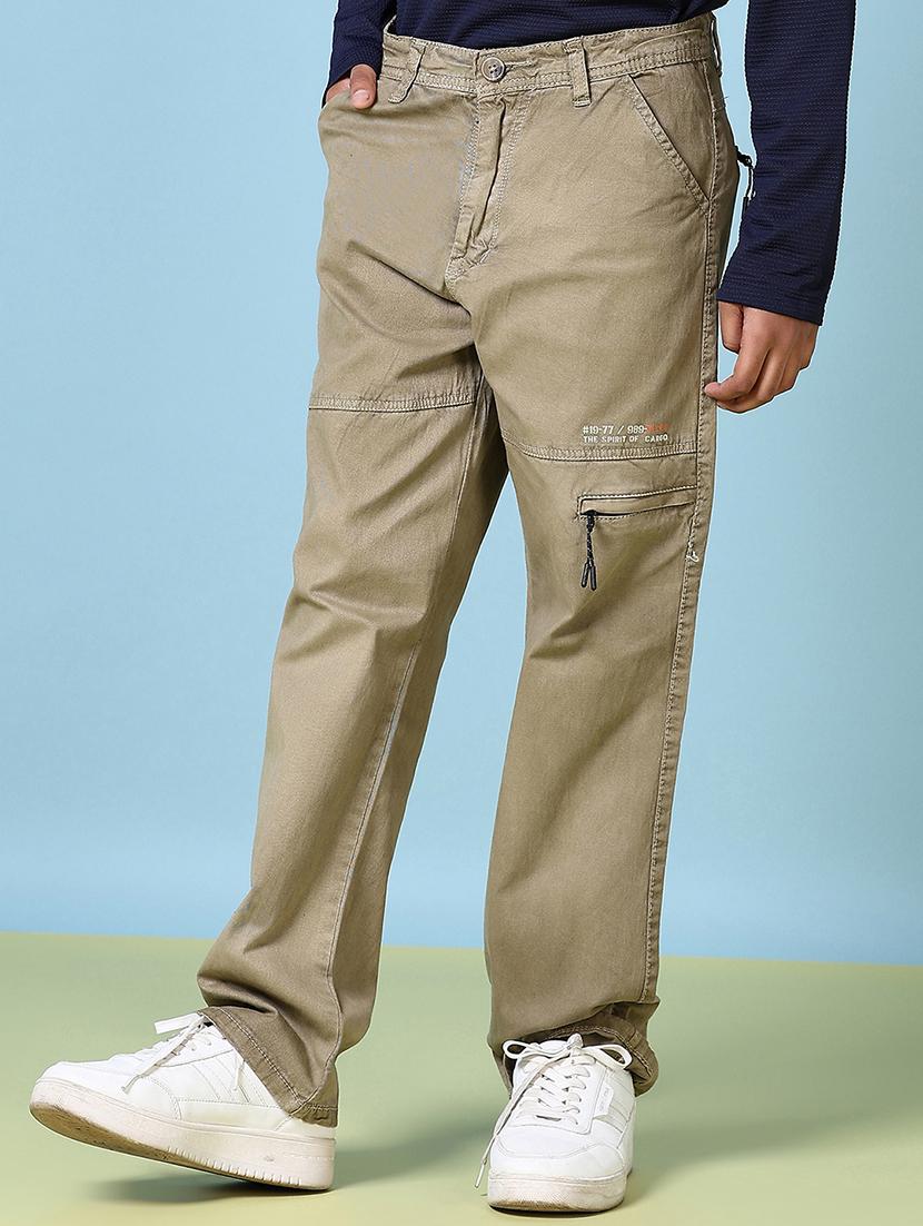 boys solid mid rise cargo trouser - 21644439 - Standard Image - 2
