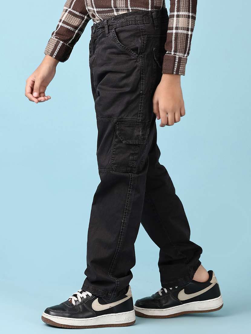 boys solid mid rise cargo - 21644443 -  Standard Image - 2