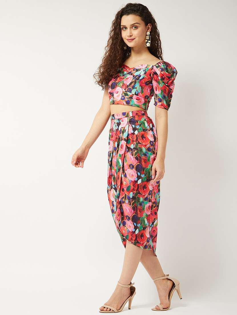 women floral printed top & skirt co-ord set - 21644496 -  Standard Image - 2