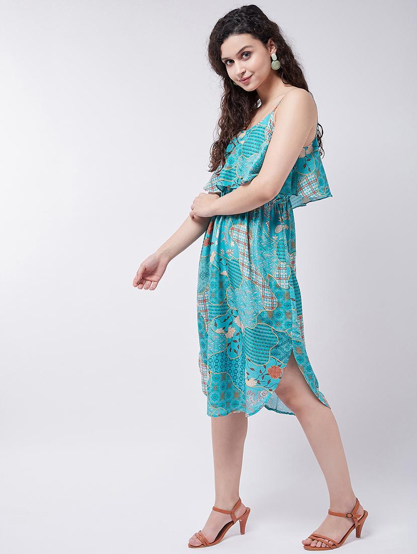 women shoulder strap printed layered dress - 21644504 - Standard Image - 2