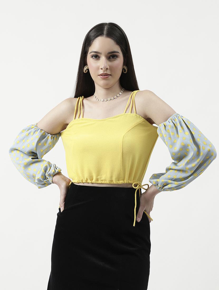 women shoulder strap printed crop top - 21644546 -  Zoom Image - 0