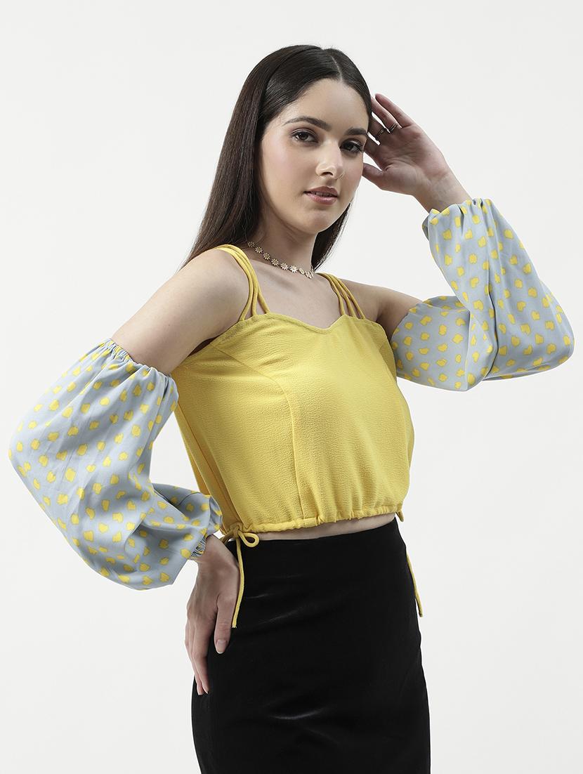 women shoulder strap printed crop top - 21644546 - Standard Image - 2