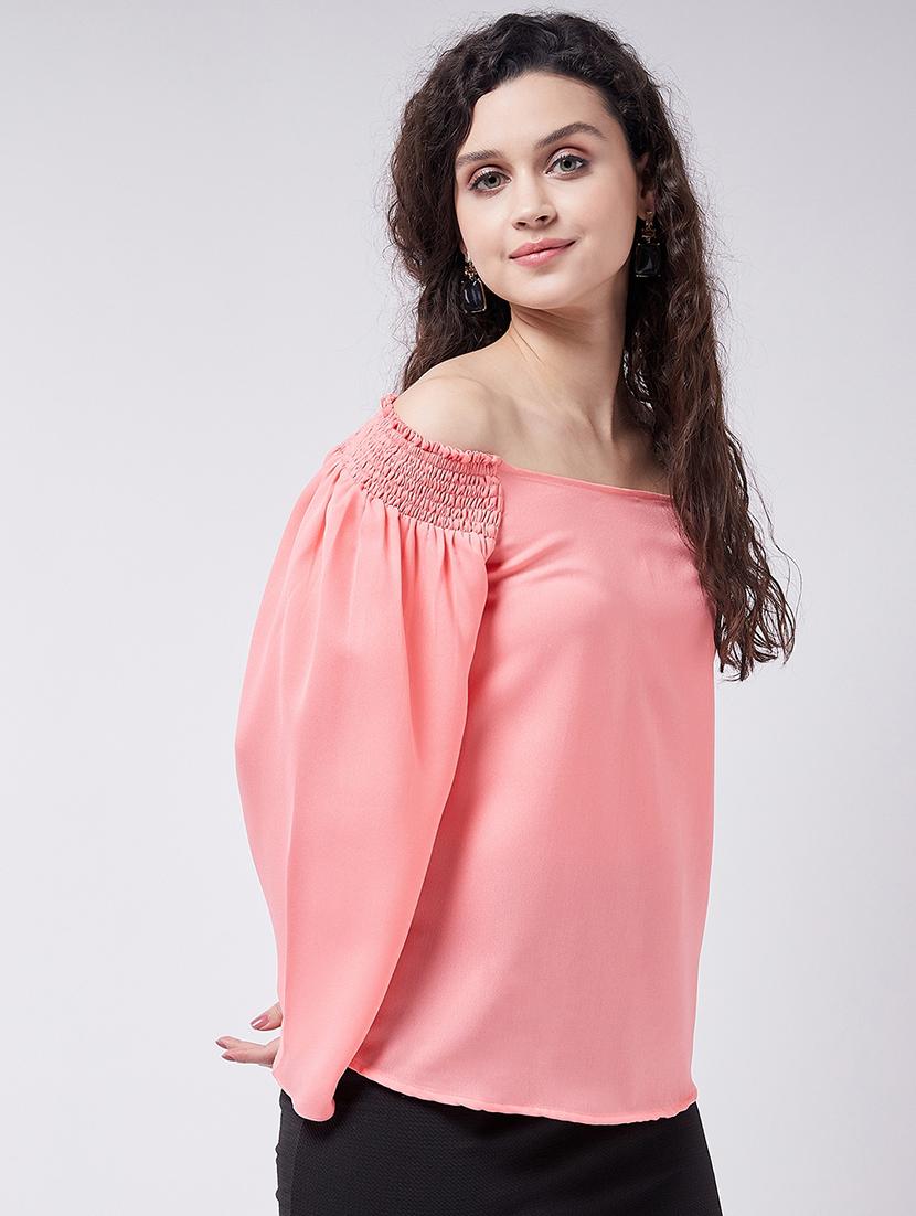 women solid bell sleeve off shoulder top - 21644558 - Standard Image - 2