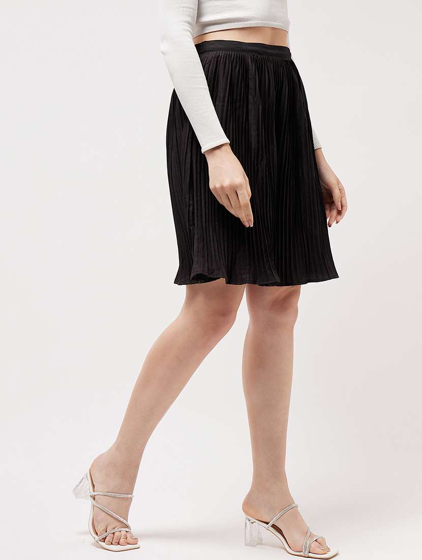 women solid high rise flared skirt - 21644573 -  Standard Image - 2