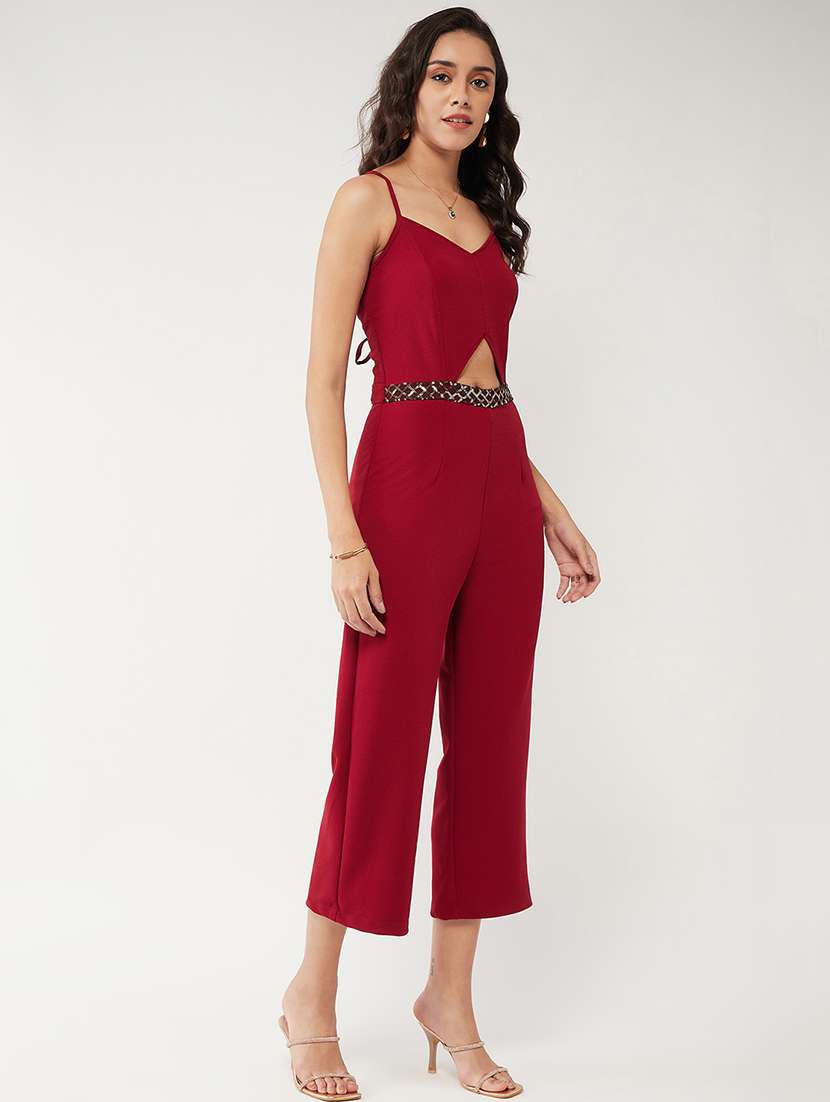 women solid shoulder strap full length jumpsuit - 21644588 -  Standard Image - 2
