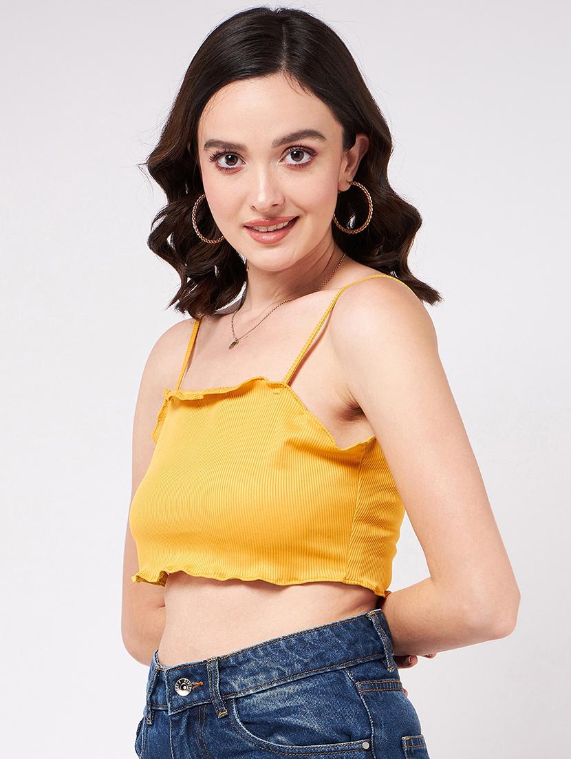 women solid sleeveless crop top - 21644610 - Standard Image - 2